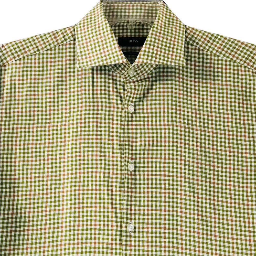 Hugo Boss Shirt Mens Large Slim Fit Cotton Button Down